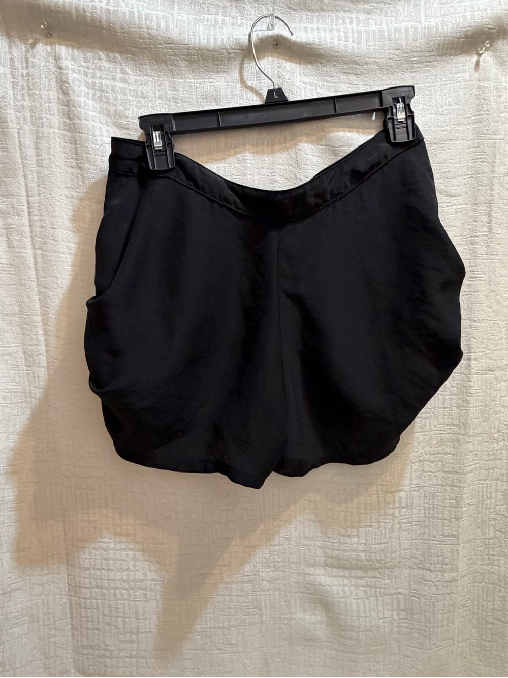 Fluxus Made in USA Black Crepe Shorts Size S Minimalist LA Designer